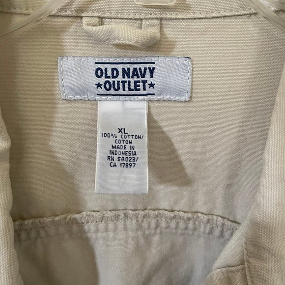 Old Navy Canvas Jacket Woman's XL Extra Large Off White Long Sleeve - Picture 2 of 3